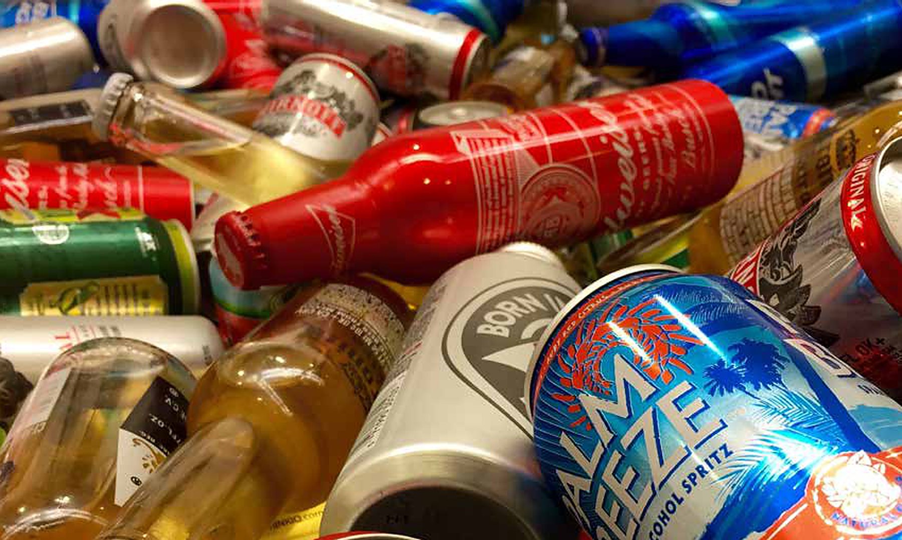 Heap of soda and beer cans