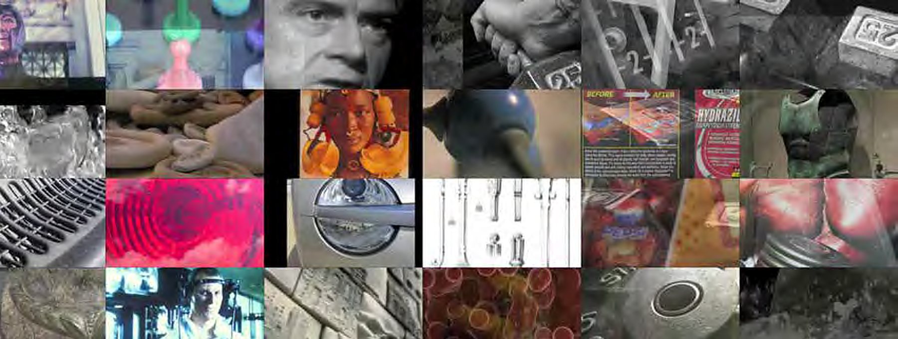 Grid of small studio photographs
