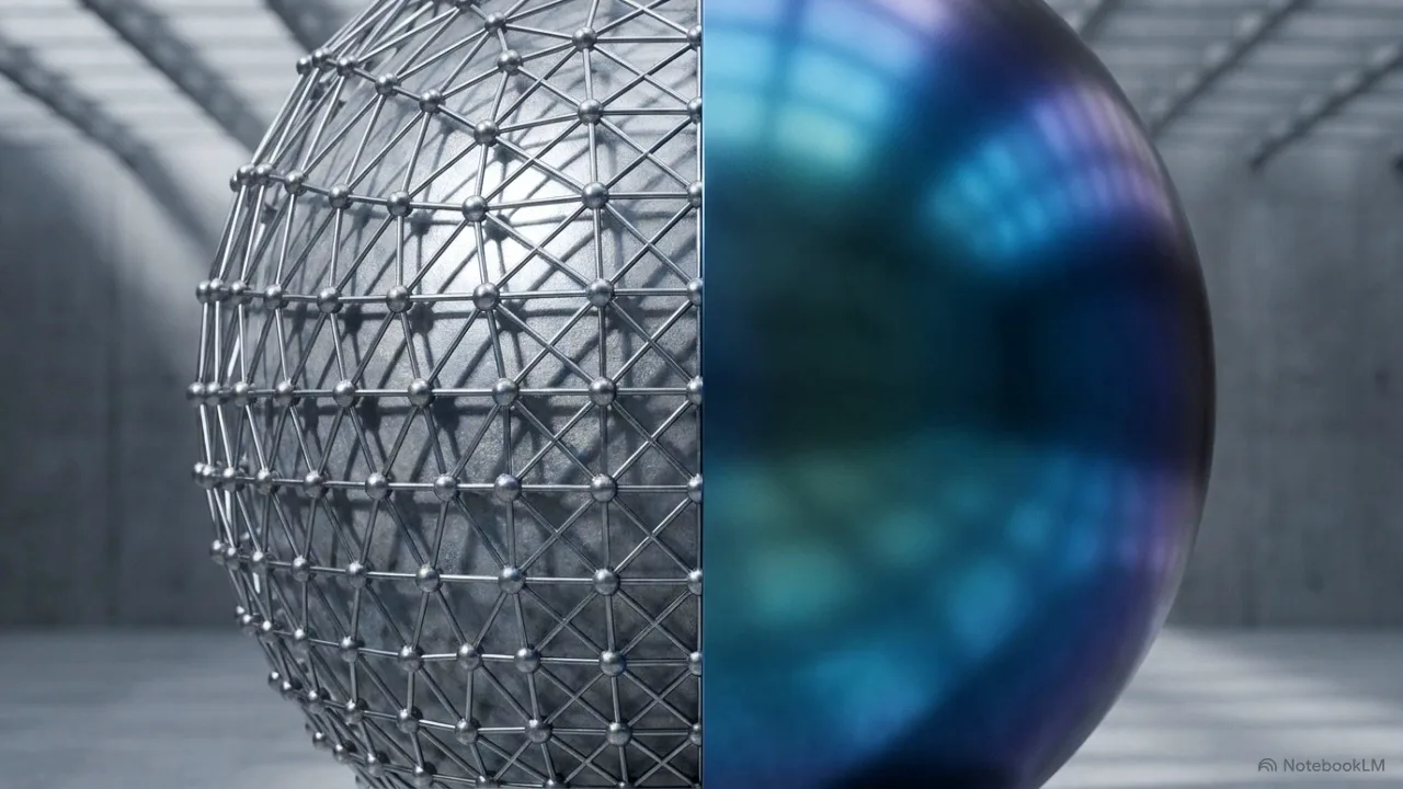 Wireframe sphere on the left, rendered sphere on the right — two ways to look at the same body.
