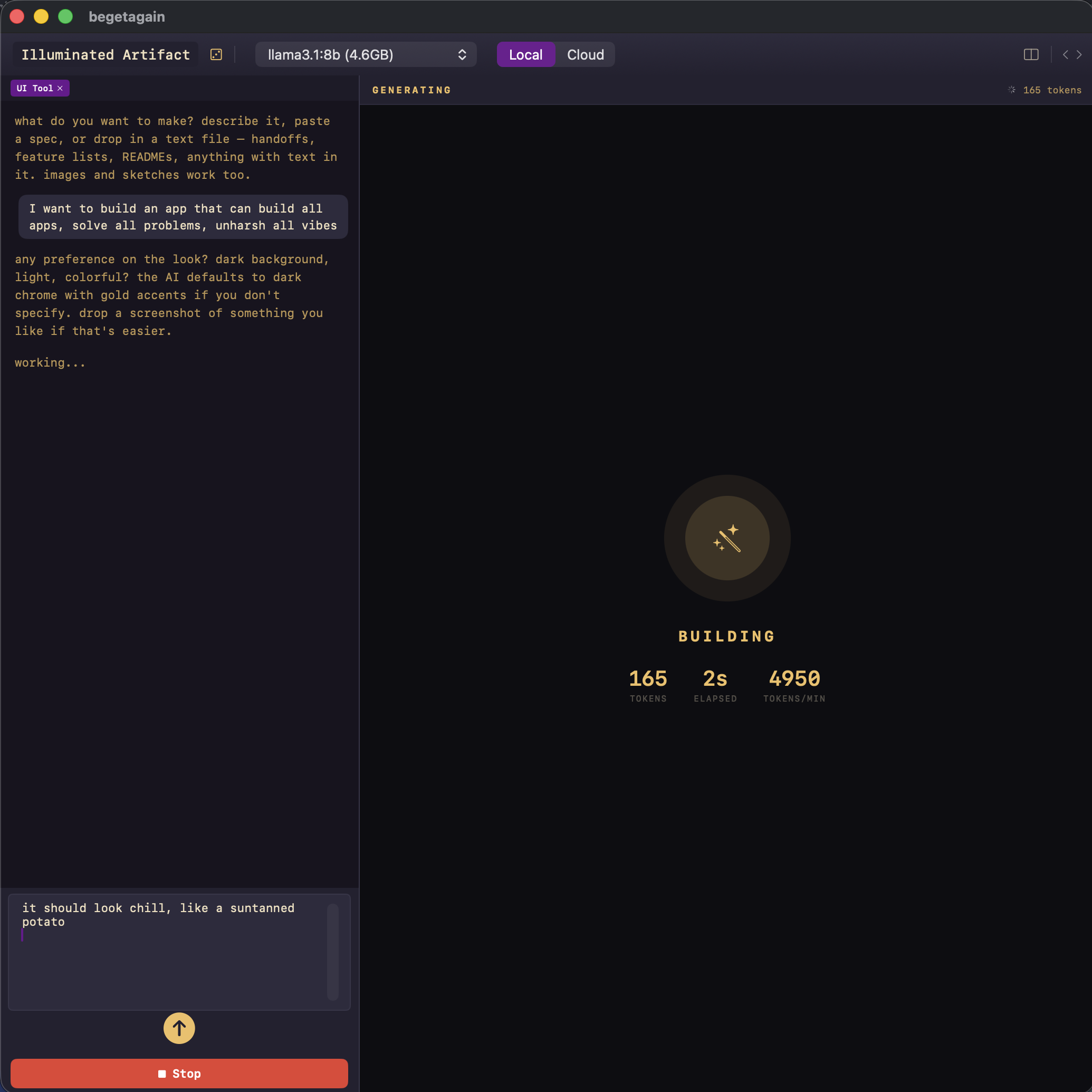 BegetAgain workspace — application generator