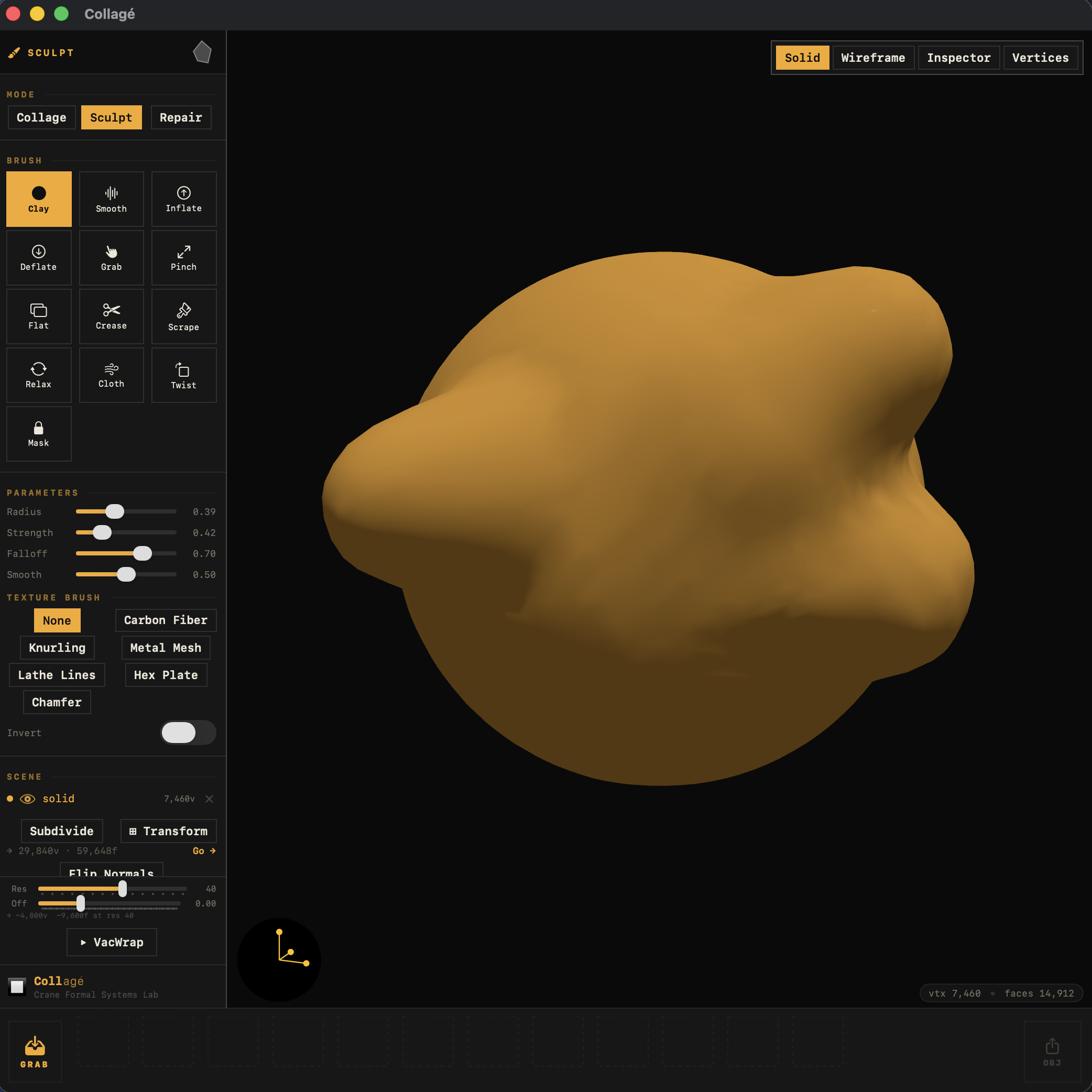 Collage workspace — 3D mesh collage and metamashup