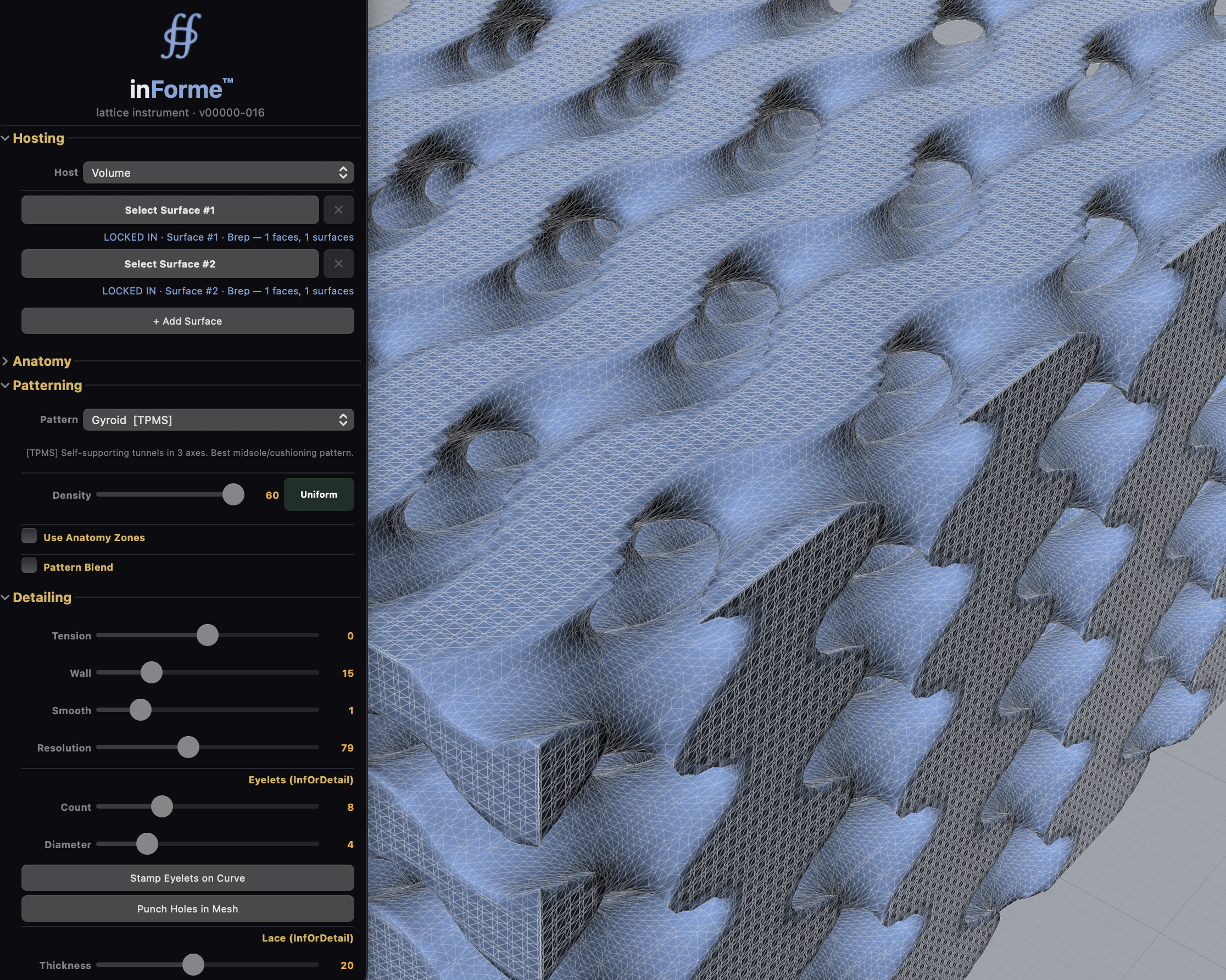 inForme workspace — TPMS and lattice engine for Grasshopper