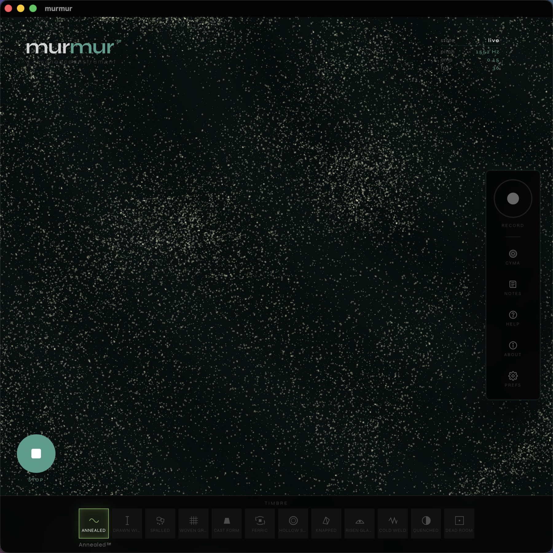 murmur particle drift around forming pattern
