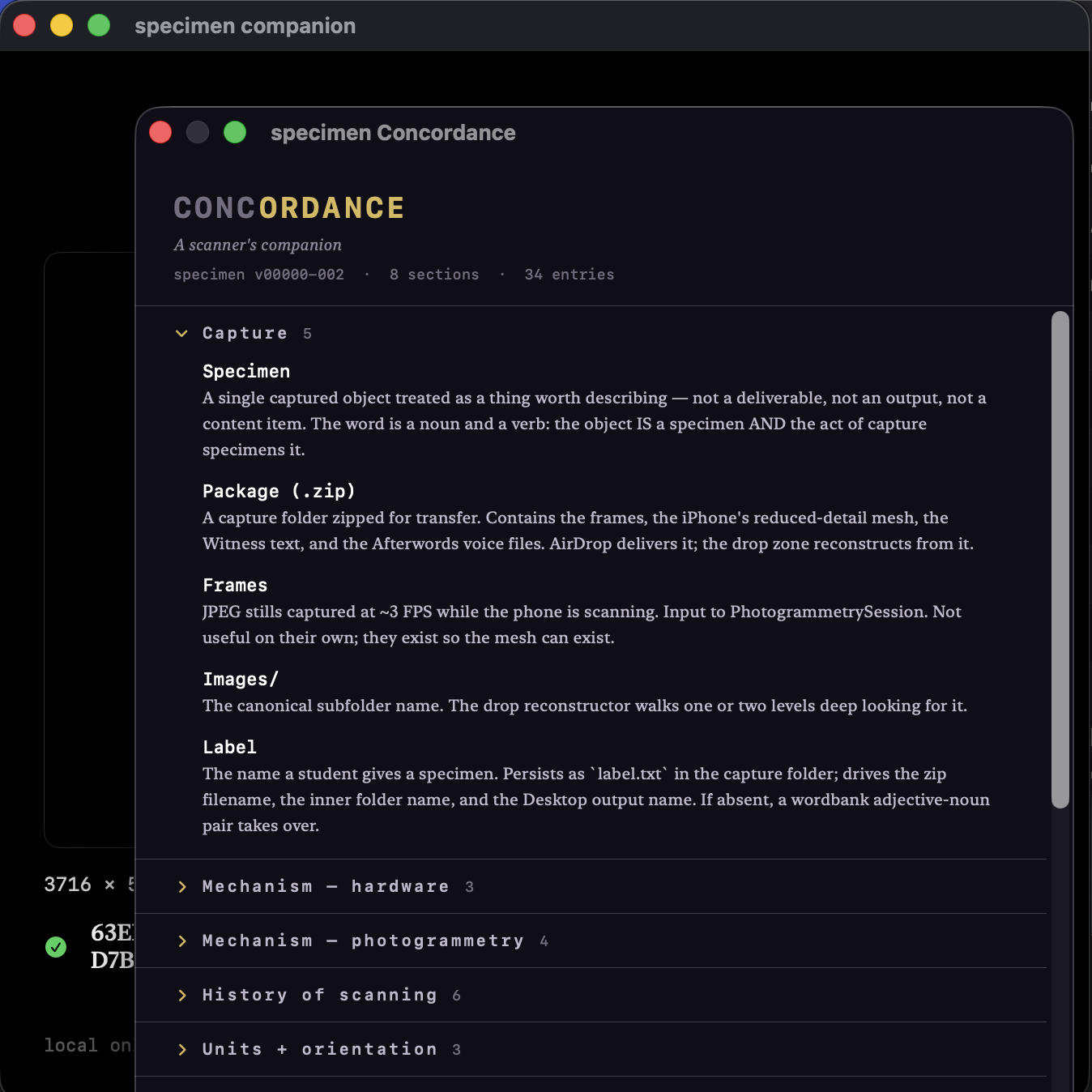 specimen Companion on Mac — drop zone awaiting a capture package