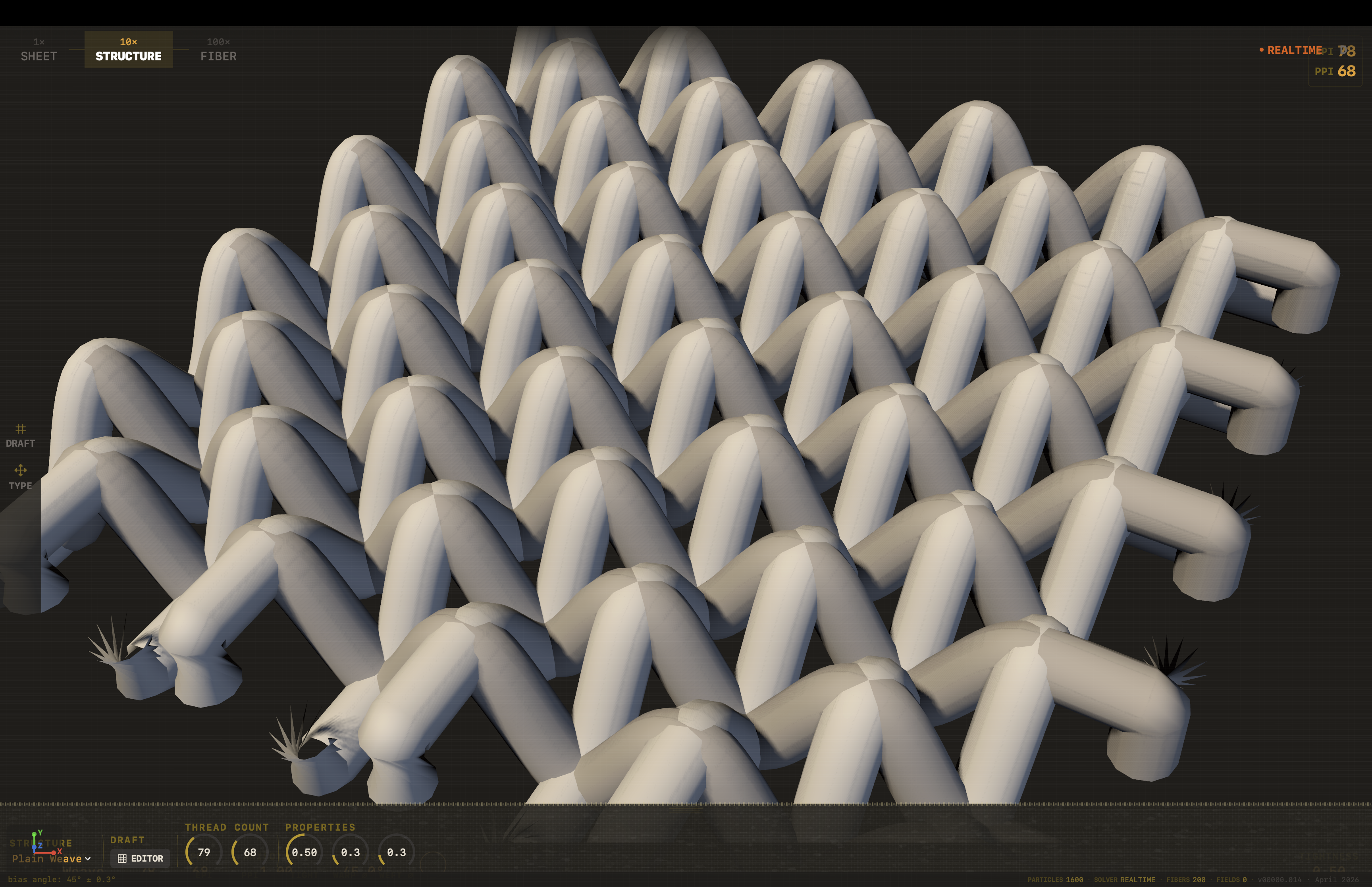 weft workspace — fabric simulation and material science