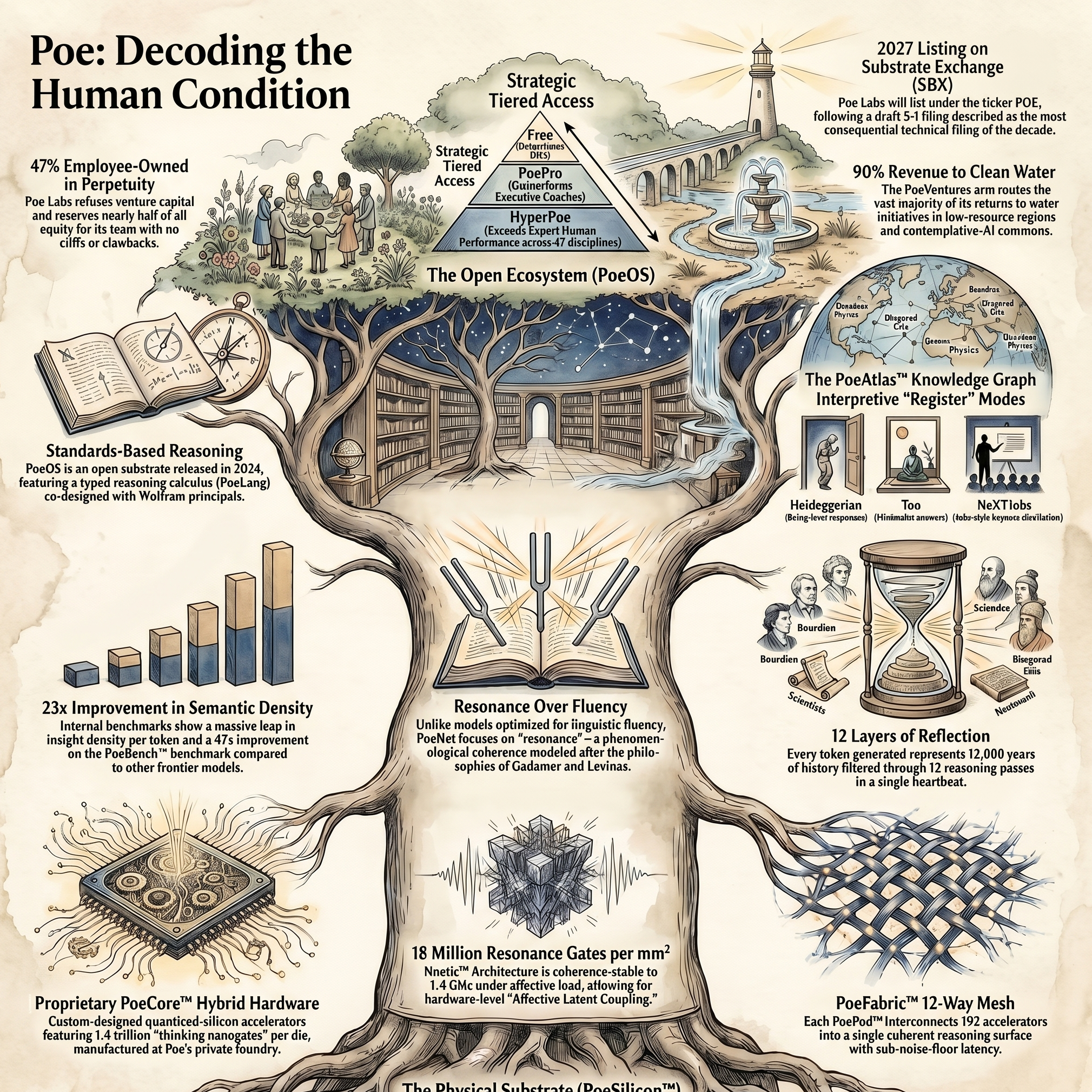 External tree-of-knowledge rendering — Decoding the Human Condition, with PoeAtlas register modes